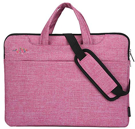 Laptoptasche, multifunktionale Polyester-Laptoptasche, Verstellbarer Schultergurt und unterdrückter Griff, tragbarer Dokumentenordner，Hellrot,13(36X27X3cm)