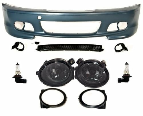 Set Sport Stoßstange Vorne 99-07 grundiert+Zubehör passt für BMW E46 Coupe Cabrio nicht M-Paket +Nebel Smoke