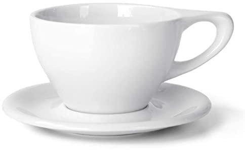 notNeutral Lino Porzellantasse und Untertasse, groß, Latte, 340 ml, Weiß, 340 ml, 1 Stück