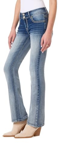 WallFlower Damen Gerade Instastretch Legendary - Klassische Jeans mit Stiefelschnitt