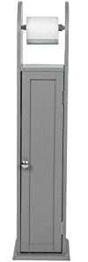 Saxony® Wooden toilet roll holder cupboard cabinet free standing bathroom paper storage with shelf Grey furniture unit for toilet accessories flat pack