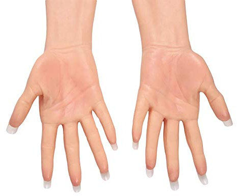 Cross Dressing Silicone Gloves, Soft Silicone Handmade Gloves, Full Body Arm Female Skin Gloves, Realistic Silicone Gloves with Nail for Transvestite Cosplay, With Nails, Flesh, One Size