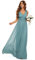 Ever-Pretty Vestito da Sera Donna Linea ad A Stile Impero Chiffon Scollo a V Senza Maniche Blu Polveroso 38