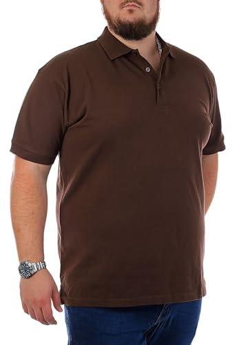 Young & Rich Herren Übergröße Polo Shirt einfarbig Uni Basic Big Size optimierte Moderne Passform, Grösse:8XL, Farbe:Braun