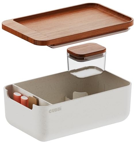 Cubbi - Luftdichte Box mit Tablett - Silikondichtungen - 100% luftdichte Aufbewahrungsbox mit Zubehör - Weiß