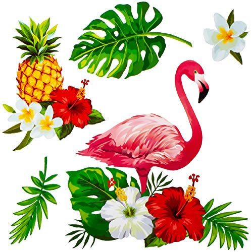 alles-meine.de GmbH Wandsticker Motivwahl Erwachsene & Kinder - 5 TLG. Set - Flamingo & Ananas - Dschungel & Tropen - selbstklebend + wiederverwendbar - Wandtattoo - Aufklebe..