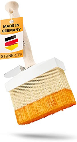 STONE REEF Flächenstreicher Premium [100% Made in Germany] – Lasurpinsel für Holz außen, Quast, Tapezierbürste, Tapezierwerkzeug, Pinsel breit, Pinsel Holz streichen, Flachpinsel (100mm Breite)