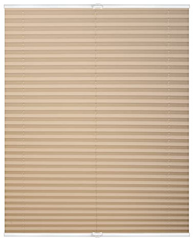 Lichtblick Plissee Klemmfix, ohne Bohren, verspannt, lichtdurchlässig, Blickdicht, mit eleganter Crushed Optik, Klemmträger mit Metallkomponente Creme,80 cm x 220 cm (B x L)