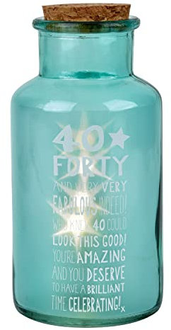 Xpressions Message of Love Light Up Jar 40th Birthday Unisex | Home Décor | 2 x AA, Multicolor, One Size, 63510