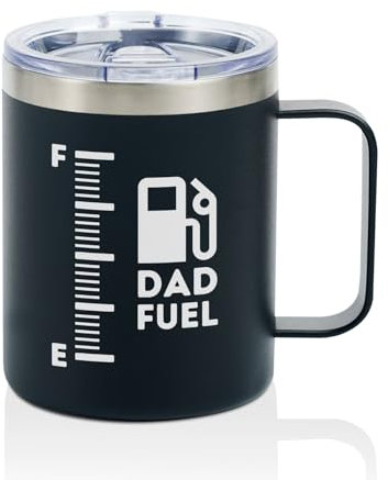 Onebttl Dad Gifts Coffee Mug Cup Stainless Steel, Father Presents from Daughter Son for Father's Day Birthday Christmas, Travel Mug with Lid, 350ml/12oz - Dad Fuel