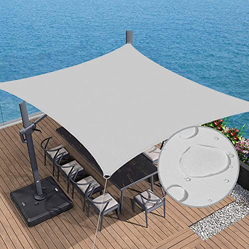 Sonnensegel 3x3 Wasserdicht, Sonnenschutz Wasserdicht mit Befestigungsseile und 95% UV-Schutz für Garten und Terrasse - Quadrat 3x3 M, Hellgrau