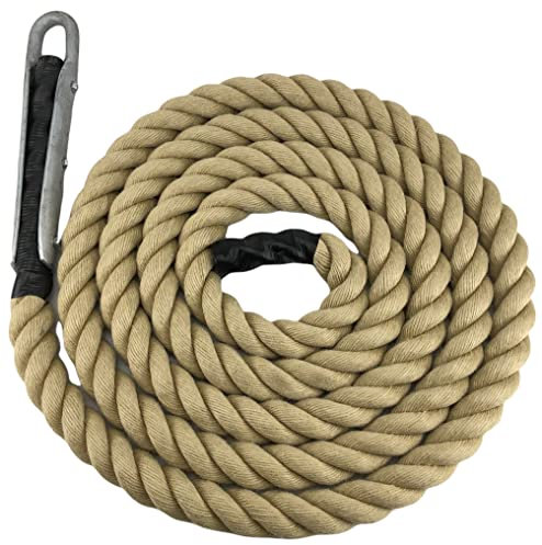 RopeServices UK 36mm Synthetic Polyhemp Gym Climbing Rope x 3 Metres Complete With Tulip Fitting One End, Taped Other End