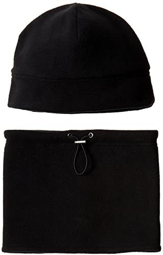 Amazon Essentials Fleece Hat and Gaiter Set Mütze, Schwarz, Einheitsgröße, 2er-Pack