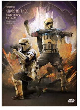 Displate Offiziell Star Wars MetallPoster Magnetische Befestigung Inklusive Lizenziert Bilder Hochwertiges Poster Rogue One Key Forces - Scarif Trooper Poster 45 cm x 32 cm