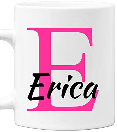 Colorfamily Tazza Mug PERSONALIZZABILE con Iniziale e Nome - Lettera E - 100% ceramica