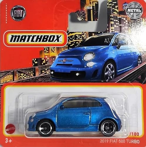 2022 Matchbox 2019 Fiat 500 Turbo Blue 11/100 (Short Card) HFR65