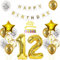 Luftballon 12. Geburtstag deko jungen mädchen Gold Weiß Geburtstagsdeko 12 Jahre Geburtstag dekoration Weiß Gold Folien Ballon 12 Geburtstag frau junge deko Tortendeko 12th Happy Birthday deko