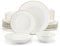 MALACASA Série JERA Service de Table Porcelaine pour 8 Personnes, Service Vaisselle 32pcs avec 8 Assiettes Plates, 8 Assiettes Creuses, 8 Assiettes à Dessert, 8 Bols de Céréales, Blanc avec Bord Doré