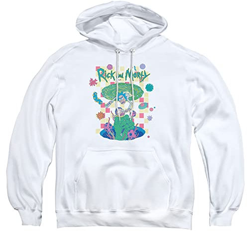 Cotton Soul Rick & Morty Falling Portals Kapuzenpullover, Weiß, weiß, M