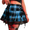 SEAUR Gothic Rock Damen High Waist A-Linie Spitze Faltenrock Kariert Kurz Punk Minirock Cosplay Party Club Wear Steampunk Skirt - S