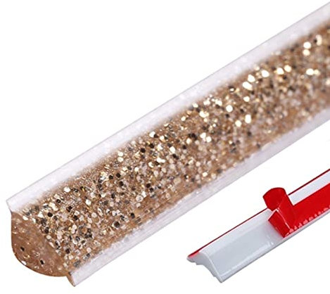 Selbstklebende PVC-Quadranten-Wandverkleidung, DIY-Glitzer-Dekorationsleiste, 5 Meter Dichtungsstreifen, Dichtungsstreifen for Boden, Wandkantenecken, Heimdekoration ( Color : Champagne gold , Size :
