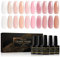 Shining She Jelly Gel Nail Polish, 10 Color White Nude Pink Sheer Nail Polish Kit Transparent Nail Polish Soak-Off UV/LED Nail Polish Gel for Nail Art Salon DIY Home, 8ML
