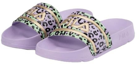 FILA Morro Bay P Slipper Teens, Sandalo scorrevole Unisex - Bambini e ragazzi, Viola Leopard, 38 EU