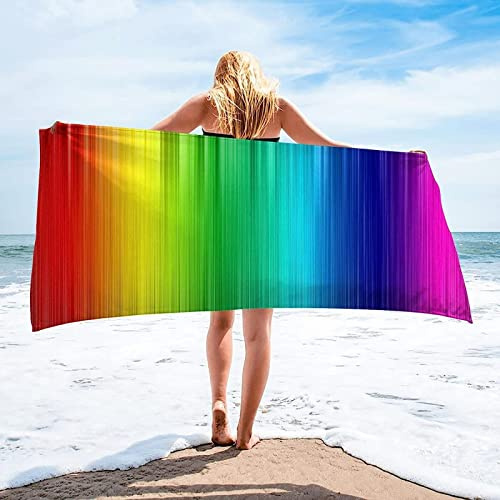 KATATI Regenbogen Strandtuch Groß 150x200 cm, Weich Schnell Trocknen Microfaser Handtücher, 3D Strandhandtuch Regenbogen Badetuch Strandlaken Handtuch, Herren Frauen Badetücher