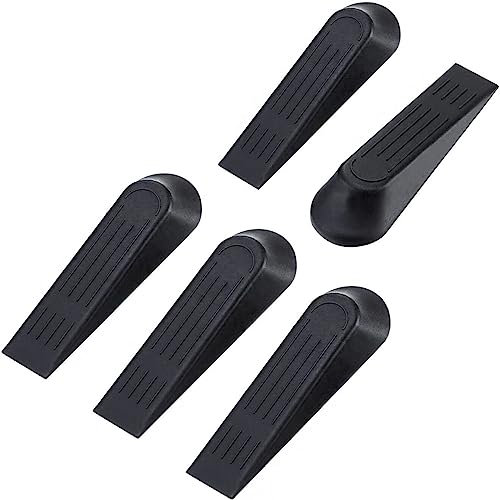 LND Gifts Durable Black Plastic Door Stop, 5-Pack Door Stoppers, Anti-Skid Door Wedge Door Stopper, Ideal for Home and Office Use Door Stops Wedge Multipack