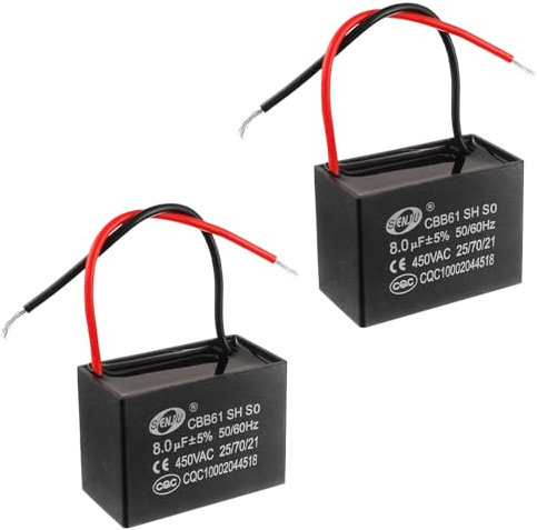 SIGANDG CBB61 8uF 450V AC 50/60 Hz Climatiseur Ventilateur Moteur Condensateur de Marche (Lot de 2)