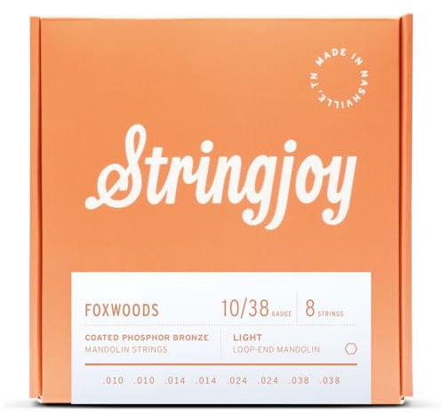 Stringjoy FW1038 Foxwoods Coated Phosphor Bronze Mandolin Strings, (Light Gauge - 10-38)