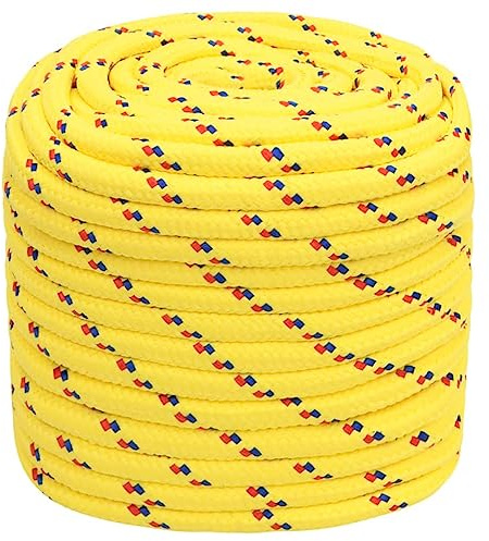 vidaXL Bootsseil Ankerleine Festmacher Tauwerk PP Leine Seil Tau Polypropylenseil Geflochten Flechtleine Gelb 18mm 100m Polypropylen