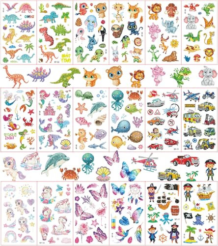 Meekye 220+ Glitzer Tattoos Kinder Set, Tattoo Kinder Mädchen Jungen Temporäre, Kinder Tattoos Mädchen Kindertattoos Jungs Glitzertattoos Kinder Festliches Geschenk