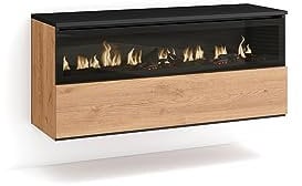 Skraut Home | Elektrokamin LED | Elektrische Kamine | 102x45x35cm | 1 Öffnung, 1 Tür | Elektrokamin. Maße | Hängend | Moderner Stil | Eiche Schwarz