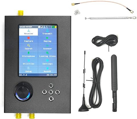 Cymwer For HackRF Portapack H2 Software Defined Radio Receiver with V1.7.4 Firmware Flashed Assembled SDR Radio 3 Antennas 1 USB Cable
