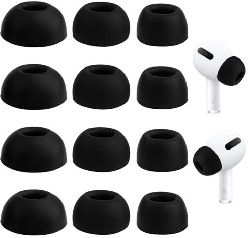 Fowecelt Earbuds Replacement Ear Tips - 6 Pairs Silicone Replacement Earbuds for Airpods Pro and Airpods Pro 2nd Generation with Noise Reduction Hole and Fit in The Charging Case (Black)