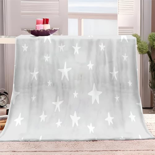 XCQHZYQ Kuscheldecke Flauschige Graue Sterne 180x200 cm Extra Weich Warm Wohndecke Flanell Fleecedecke als Sofadecke oder Bettüberwurf, für Bett Sofa Schlafzimmer Büro