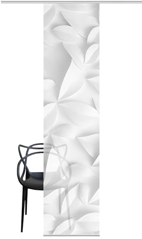 VISION S Flynn Schiebegardine, halbtransparent, 260x60 cm, grau, Blätterdruck, Farbe:grau, Größe:260 x 60 cm, Anzahl:1x