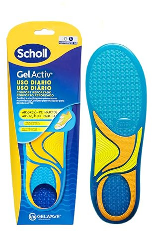Scholl GelActiv Uso Diario Plantillas de Gel con Memory Foam para Hombre-Antifatiga, Amortiguación Avanzada, Espuma Viscoelástica y GelWave, Compatibles todo tipo de Botas o Zapatillas, Talla 40-46.5
