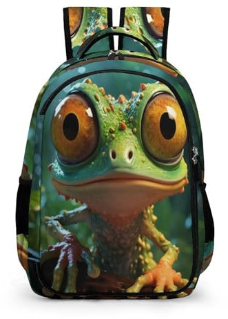 WCEECE Schulrucksack Für Jungen Mädchen Hässlicher Typ Frog Schulrucksack Druck Rucksack Jugendlichen Schultasche Outdoor Daypack