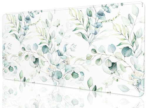 Desk Mat, 32 x 16 XXL Extended Large Gaming Mouse Pad, Desktop Decor Desk Pad, Cute Men Women Office Supplies and Accessories, XL Mouse Mat for Laptop & Keyboard, Minimalism White Flower