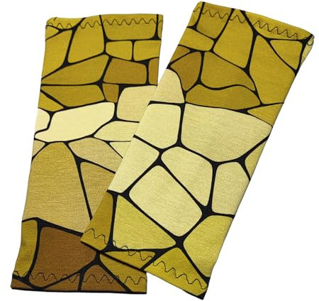 Britta Meier Pulswärmer, Unter-Armstulpe, Baumwoll-Jersey mit Motiven leicht konisch genäht aus Ostfriesland Marke (Senf-Braun Mosaik)