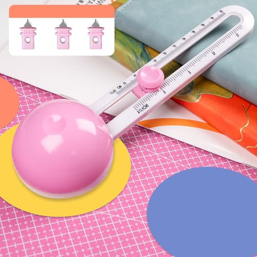 Kreisschneider, Kreis Papierschneider, Kreisschneider für Papierbasteln, verstellbare Kreisschneider, Kreisschneider-Werkzeug, 10,2 cm Kreisschneider Papier, Rotations-Papierschneider, Rosa