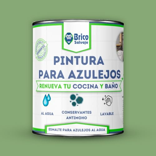 BRICOSALVAJE Pintura para Azulejos Cocina y Baño al Agua SATINADO | Sin Imprimación | Lavable | Gran dureza (Salvia, 4 Litros)
