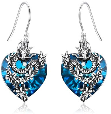 PROESS Drachen Ohrhänger 925 Sterling Silber Drachen Ohrringe Kristalldrache Schmuck Geschenke für Frauen Männer