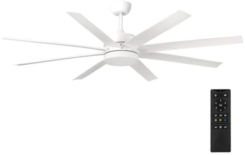 NORHES Versa Ventilador Techo Blanco. Luz Led 24W Neutra/Cálida/Extra Cálida. Motor DC. 8 Aspas ABS Ø165cm. Verano/Invierno. 6 Velocidades. Control Remoto Temporizador. Silencioso. Brisa Natural