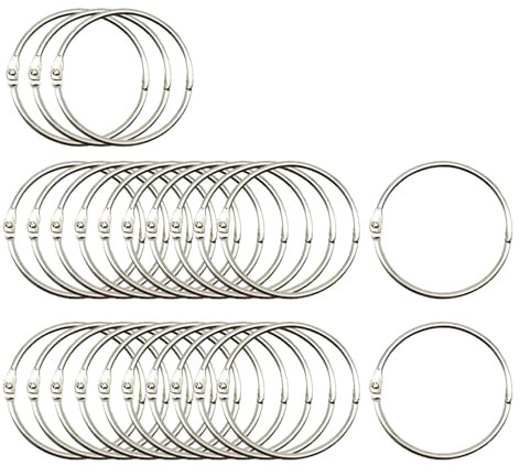 Aiweijia 25 pcs 25 mm Binder Rings, High Quality Office Binder Metal Binder Ring Made，Nickel-Plated Metal Rings for Cards, Flash Cards