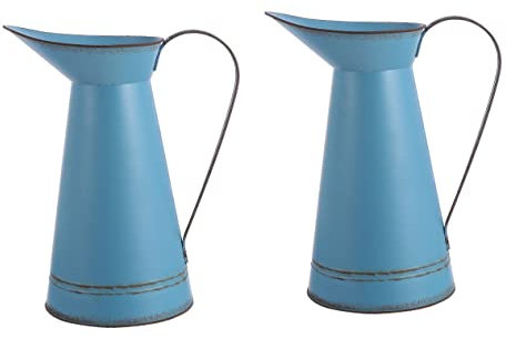 TOPBATHY 2pcs Tin Bucket Tin Planter Decorative Jug Pot Planter Country Pitcher Vase Rustic Jug Pitcher Jug Vase Farmhouse Decor Vase Vintage Decor Iron Bucket
