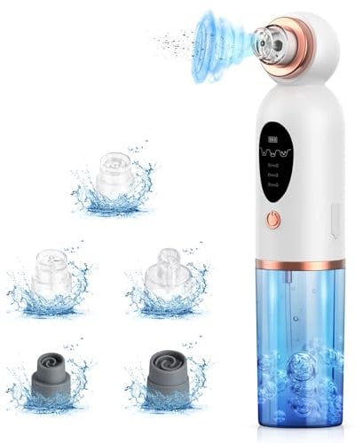 Mitesserentferner Porenreiniger, Lrbsule Porenreiniger Gesicht Mitesser Entfernen, Pickelsauger Porenreiniger mit 6 Austauschbare Saugköpfe 3 Modi Zum Gesichtsreinigung Blackhead Remover