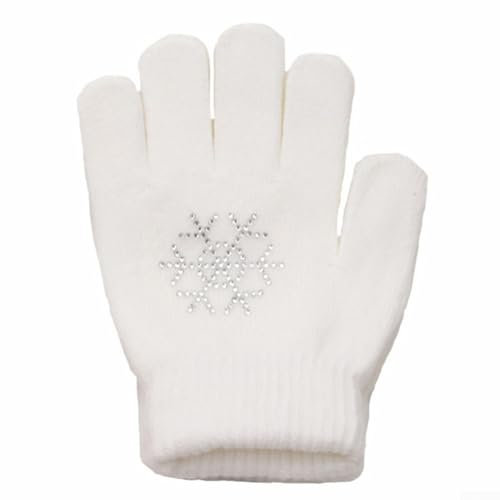 Eiskunstlauf-Handschuhe, Thermo-Handschuhe, warme Winterhandschuhe, Tanzhandschuhe, rutschfest, warm, Stretch-Handschuhe für Kinder, Eiskunstlaufhandschuhe (L weiß)